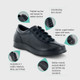 Women's Leather Lace-Up Causal Slip Resistant Shoe 'Liv' - Black